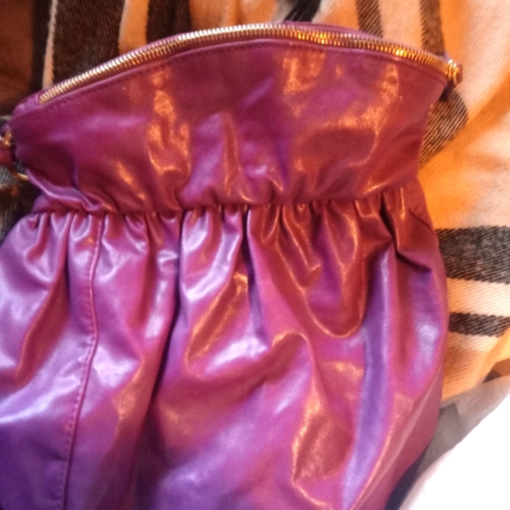 Purple leather mark bag